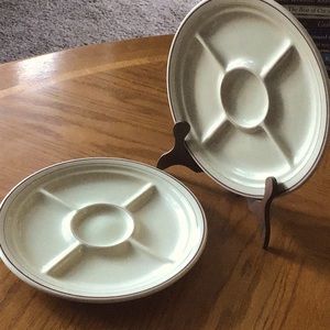 Set of 2 Vintage Carr China divider fondue plates